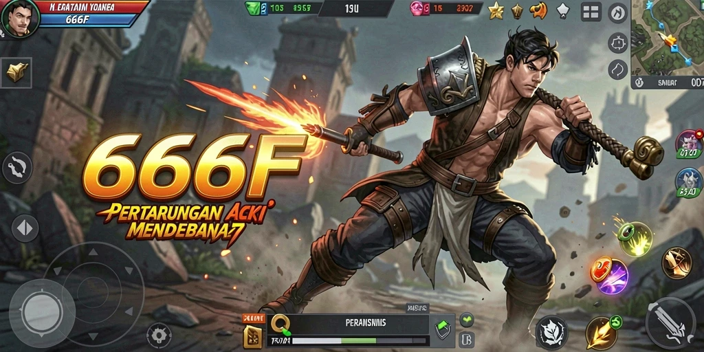 Tampilan gameplay mendebarkan dalam 666F dengan aksi yang intens.