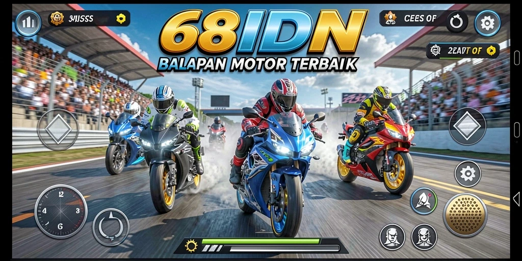 Tampilan permainan balapan motor yang mendebarkan di 68IDN.