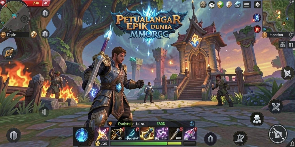 Screenshot gameplay 73K menampilkan aksi seru dalam dunia MMORPG.