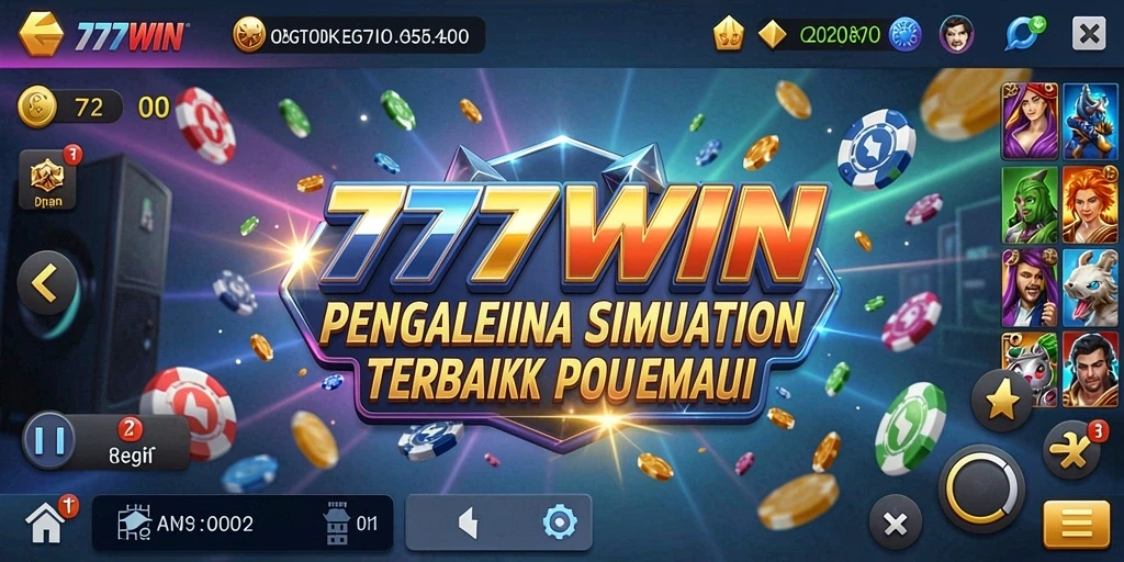 Screenshot gameplay <strong>777WIN</strong> yang menunjukkan interaksi karakter dan lingkungan virtual.