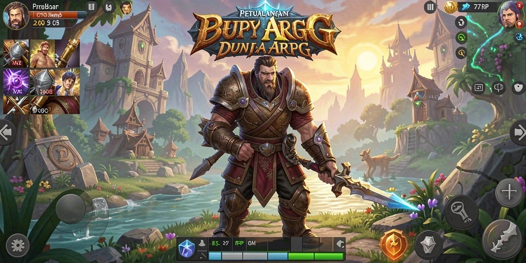 Screenshot dari gameplay seru dalam 77RP yang menunjukkan aksi pertempuran ARPG.