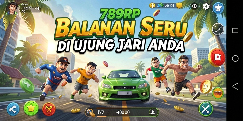 Screenshot gameplay 789RP menunjukkan mobil balap di trek menantang.