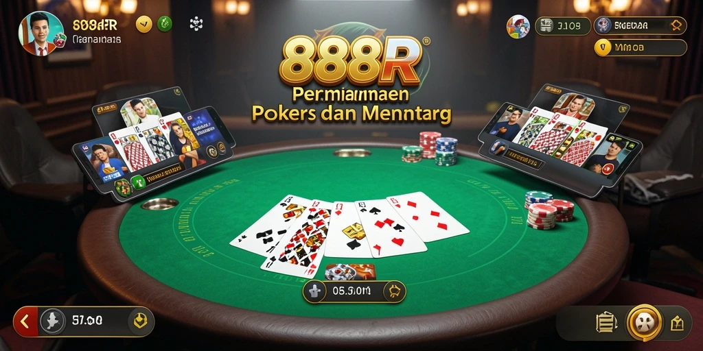 Screenshot gameplay Poker yang mendebarkan di 888R.