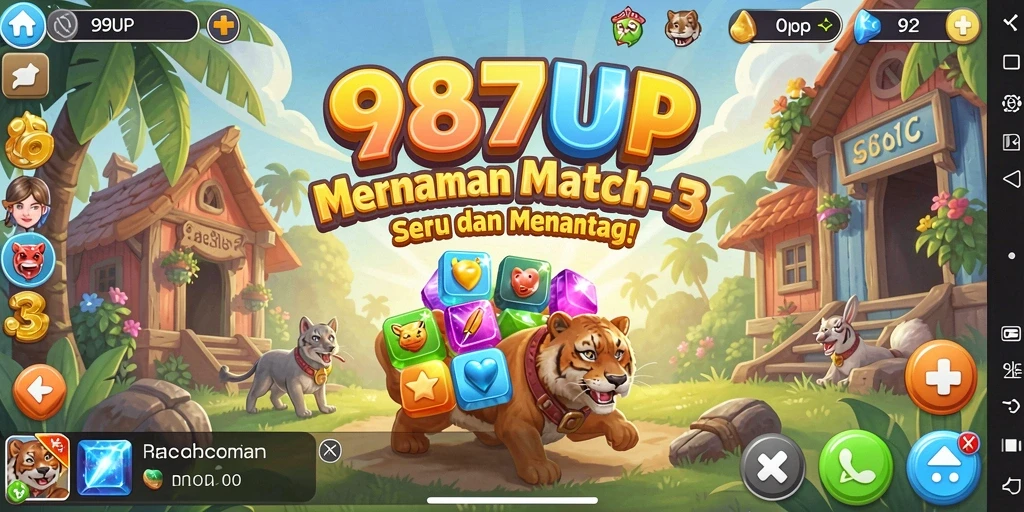 Gameplay Match-3 yang seru dan penuh warna.