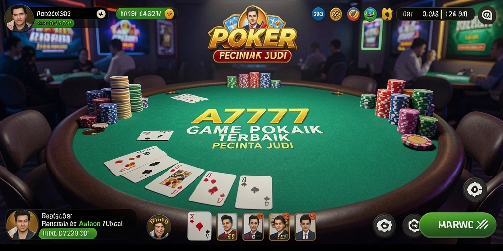 Tampilan gameplay A7777 yang seru dan mendebarkan dalam bermain Poker.