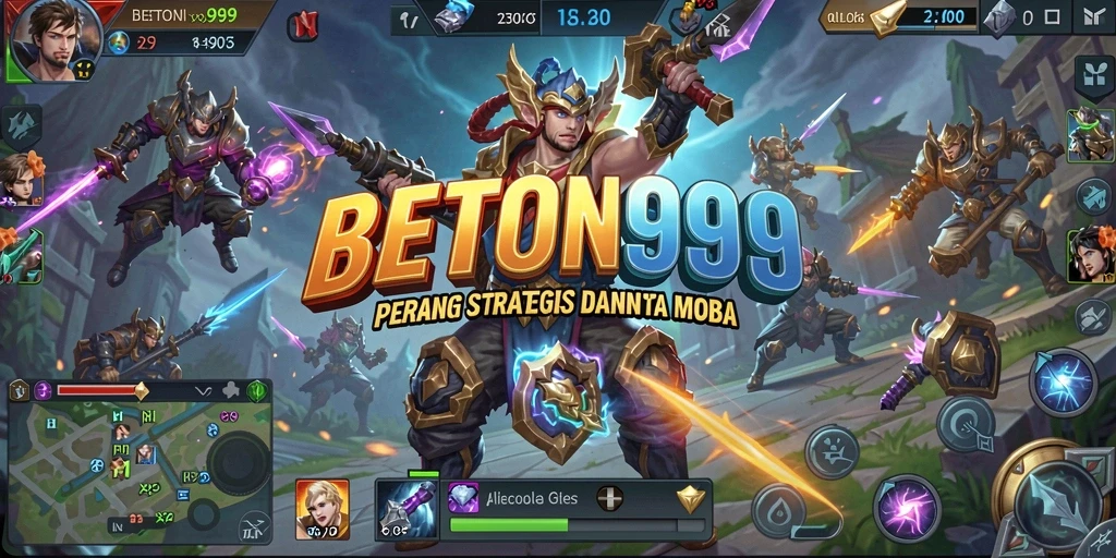 Gambaran mendebarkan dari pertempuran di BETON999 MOBA.