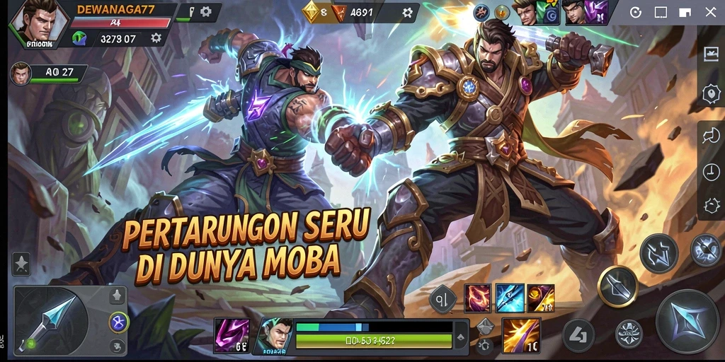 Tangkapan layar menunjukkan aksi seru pertarungan di <strong>DEWANAGA77</strong>.