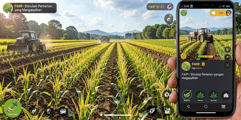 Tampilan gameplay menarik dari FA99 dengan ladang yang subur.