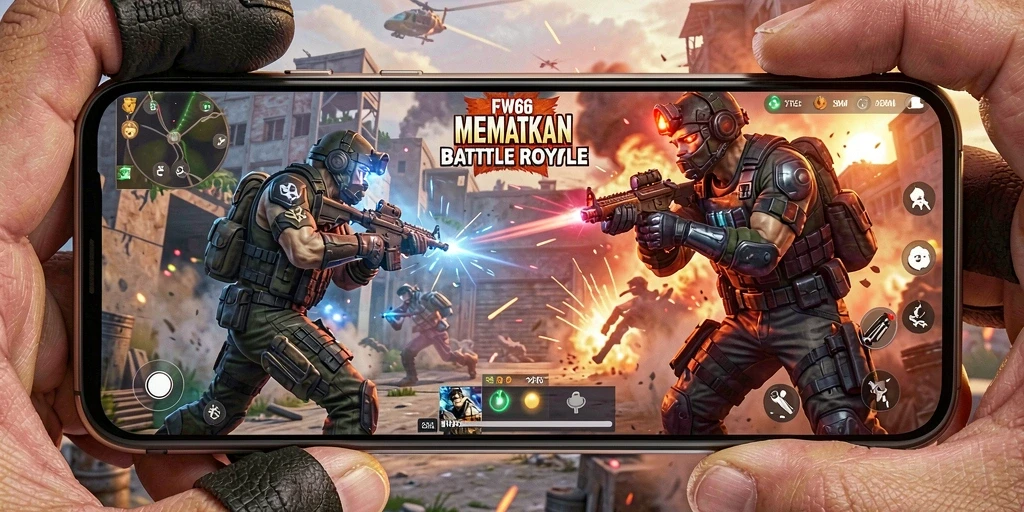 Tampilan aksi seru dari gameplay Battle Royale FW66.