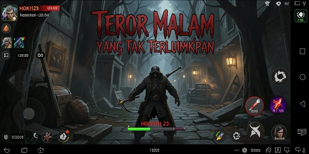 Tampilan menyeramkan dari HOKI123 dengan makhluk-makhluk menyeramkan.