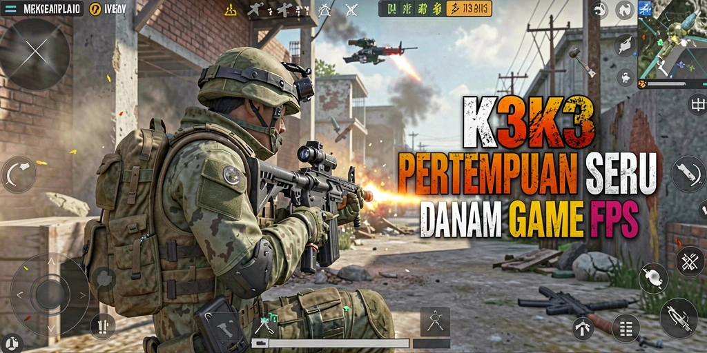 Gameplay K3K3 yang seru dan intens dalam pertempuran FPS.