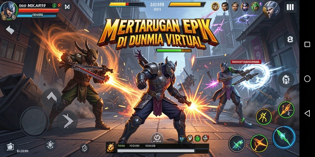 Gameplay Fighting seru dan menegangkan di MEKAR99.