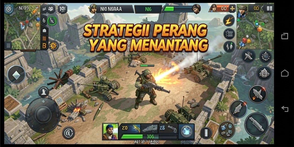 Tangkapan layar N06 menunjukkan aksi pertempuran yang seru dan strategi.