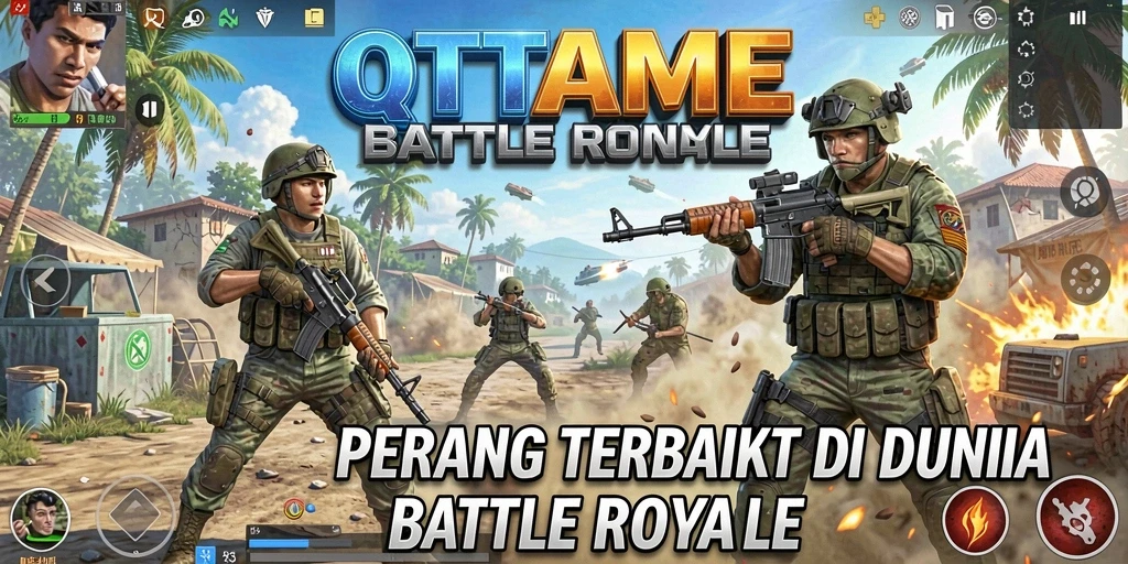 Gameplay seru di QTGAME dengan aksi Battle Royale yang mendebarkan.