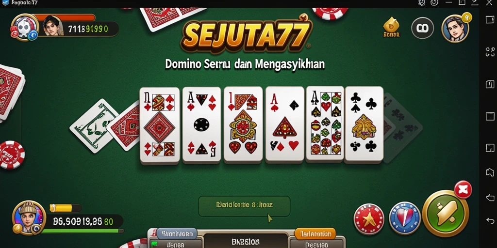 Gameplay seru SEJUTA77 dengan berbagai mode Domino.