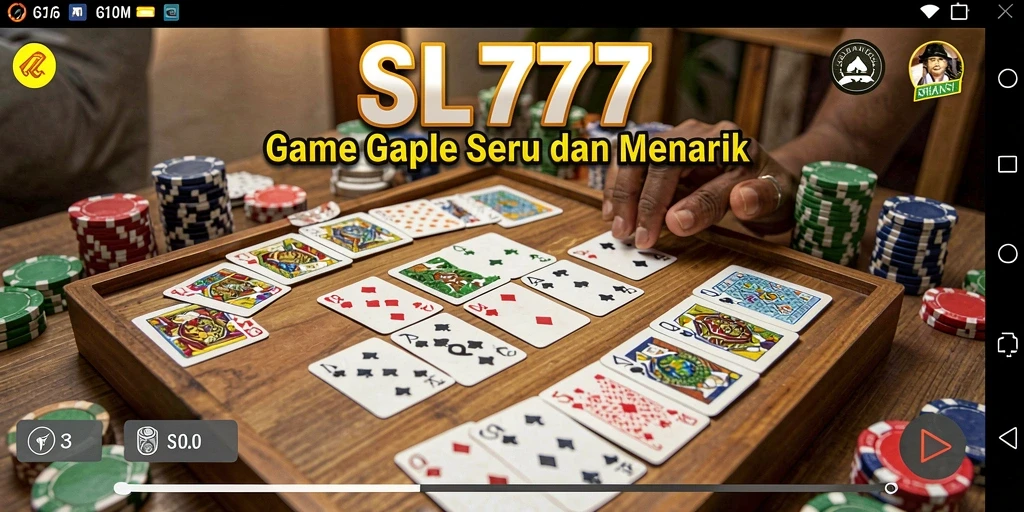 Tangkapan layar SL777 menunjukkan gameplay Gaple yang menyenangkan dan menghibur.