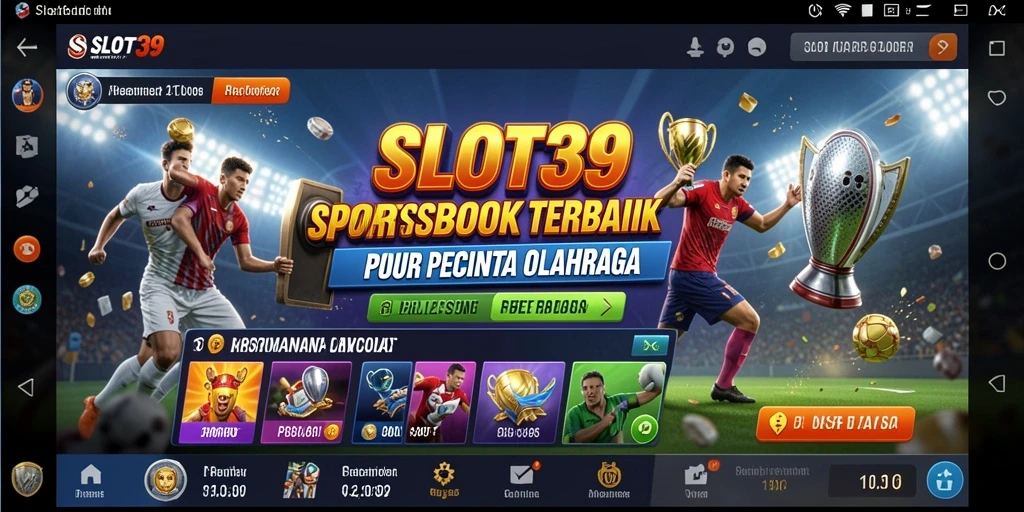 Tampilan layar permainan SLOT39 dengan fitur Sportsbook yang menarik.