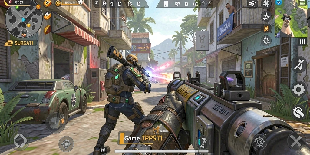 Tampilan gameplay SURGA11 yang mendebarkan dengan grafis tinggi dan aksi yang cepat.