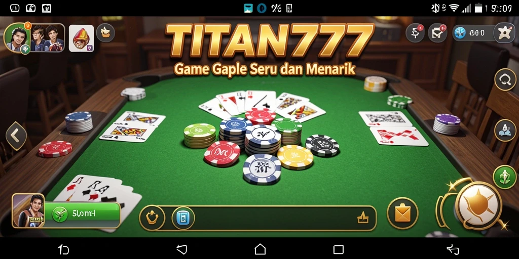 Screenshot gameplay TITAN777 yang menampilkan keseruan permainan Gaple.