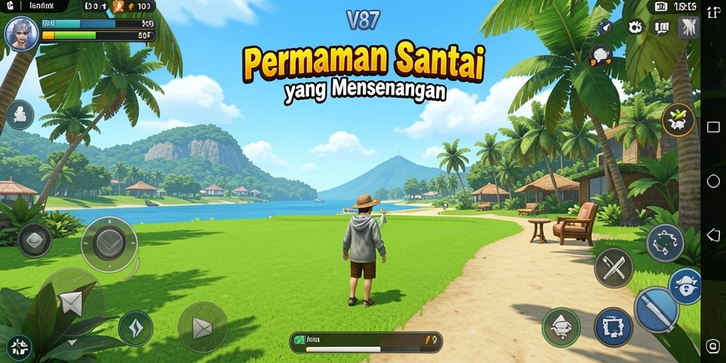 Tangkapan layar V87 menampilkan gameplay yang penuh warna dan seru.