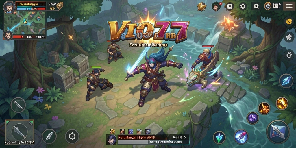 Screenshot menunjukkan karakter heroik dalam pertempuran seru di VIO77.