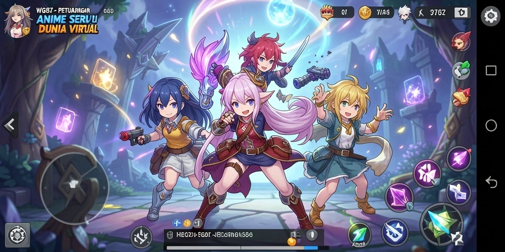 Screenshot menampilkan aksi seru dalam gameplay Anime WG87.