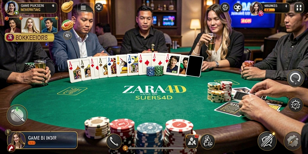 Tangkapan layar permainan ZARA4D menunjukkan intensitas dan keasyikan bermain Poker.
